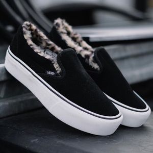 Vans Classic Faux Fur Slip-On Platform Sneaker